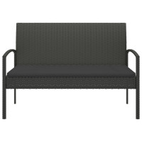 Produktbild för Trädgårdsbänk med dyna svart 105 cm konstrotting