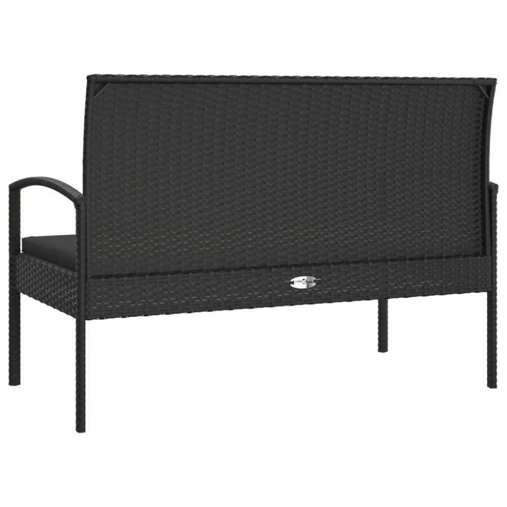 Produktbild för Trädgårdsbänk med dyna svart 105 cm konstrotting