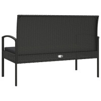 Produktbild för Trädgårdsbänk med dyna svart 105 cm konstrotting