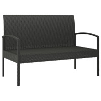 Produktbild för Trädgårdsbänk med dyna svart 105 cm konstrotting