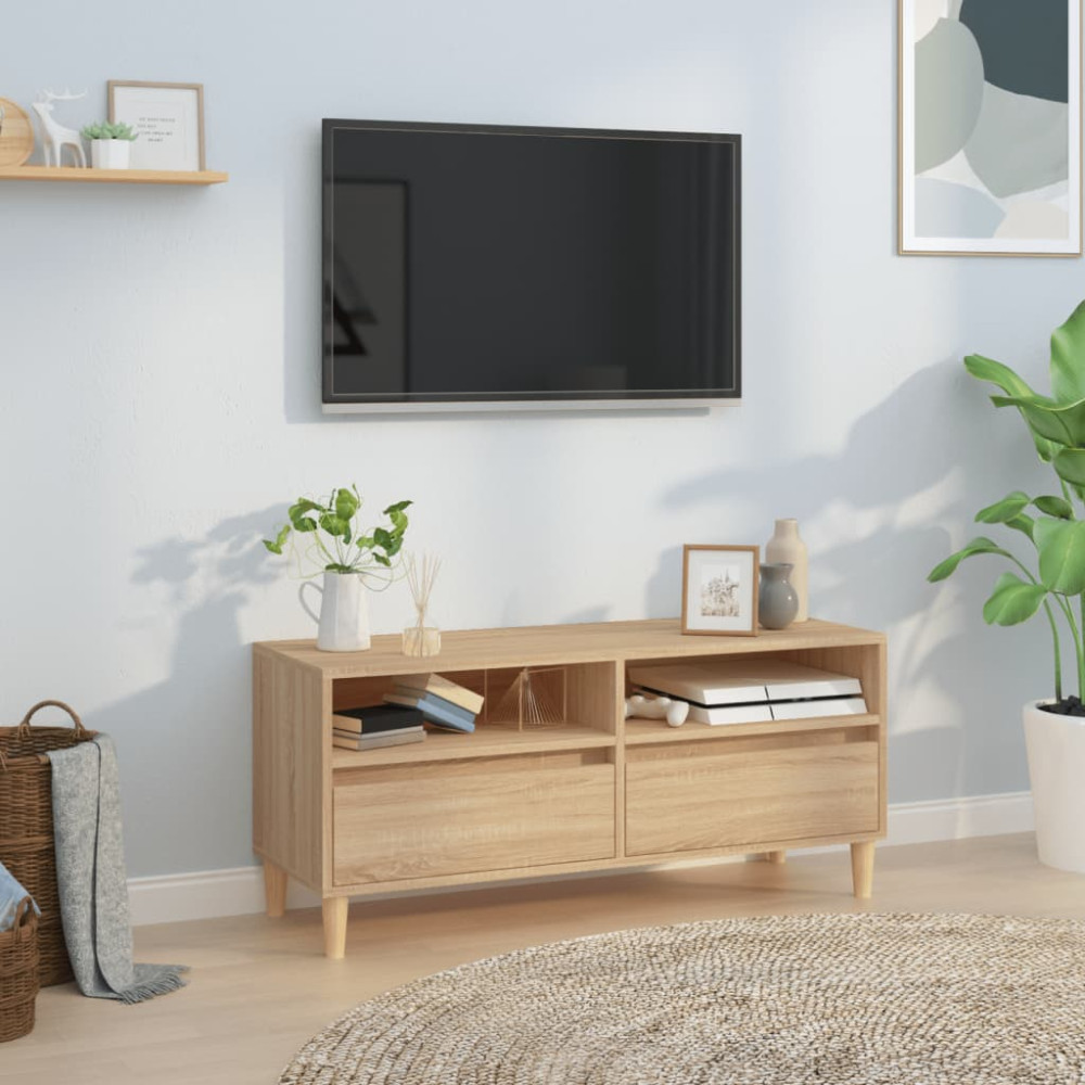 Produktbild för Tv-bänk sonoma-ek 100x34,5x44,5 cm konstruerat trä