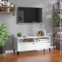 Miniatyr av produktbild för Tv-bänk vit högglans 100x34,5x44,5 cm konstruerat trä