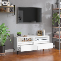 Miniatyr av produktbild för Tv-bänk vit högglans 100x34,5x44,5 cm konstruerat trä