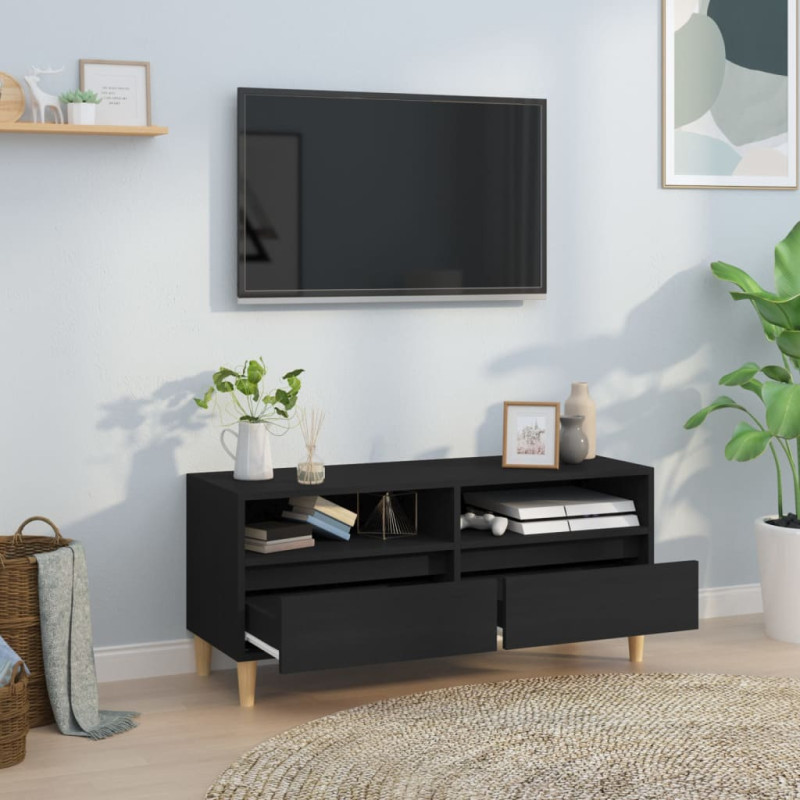 Produktbild för Tv-bänk svart 100x34,5x44,5 cm konstruerat trä
