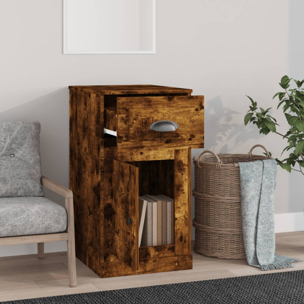 Produktbild för Sidoskåp rökfärgad ek 40x50x75 cm konstruerat trä