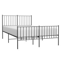 Produktbild för Sängram med huvudgavel och fotgavel svart metall 120x190 cm