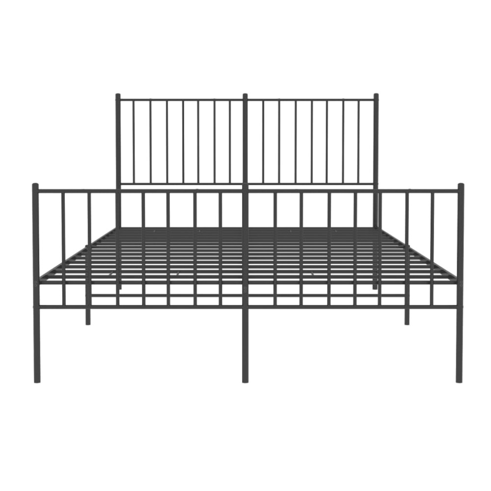 Produktbild för Sängram med huvudgavel och fotgavel svart metall 120x190 cm