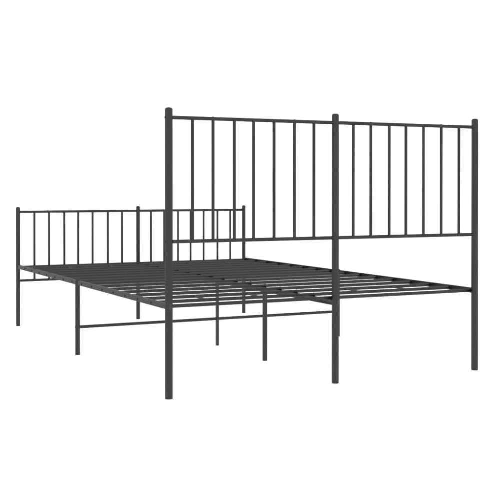 Produktbild för Sängram med huvudgavel och fotgavel svart metall 120x190 cm