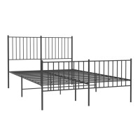 Produktbild för Sängram med huvudgavel och fotgavel svart metall 140x190 cm