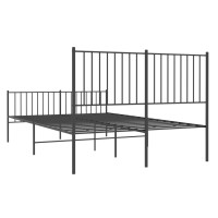 Produktbild för Sängram med huvudgavel och fotgavel svart metall 140x190 cm