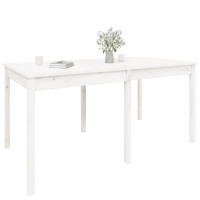Produktbild för Trädgårdsbord vit 159,5x82,5x76 cm massiv furu