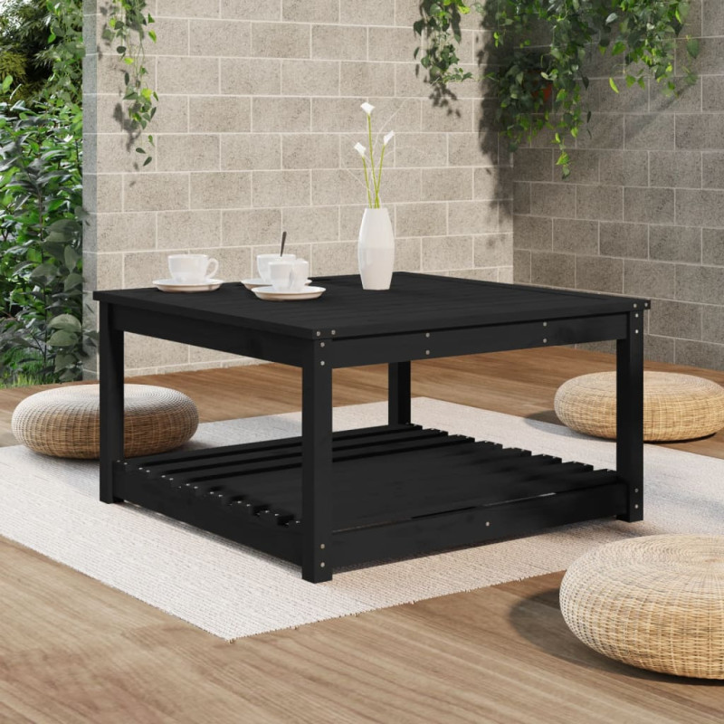 Produktbild för Trädgårdsbord svart 82,5x82,5x45 cm massiv furu