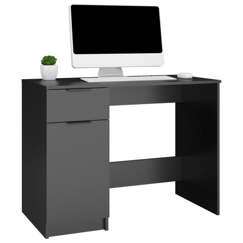 Produktbild för Skrivbord svart 100x50x75 cm konstruerat trä