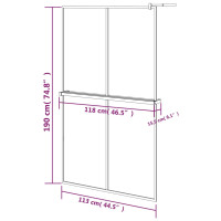 Produktbild för Duschvägg med hylla svart 118x190 cm ESG-glas&aluminium