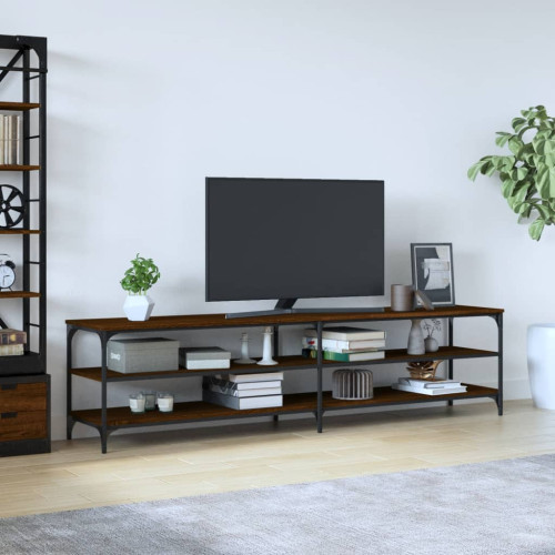 vidaXL Tv-bänk brun ek 200x30x50 cm konstruerat trä och metall