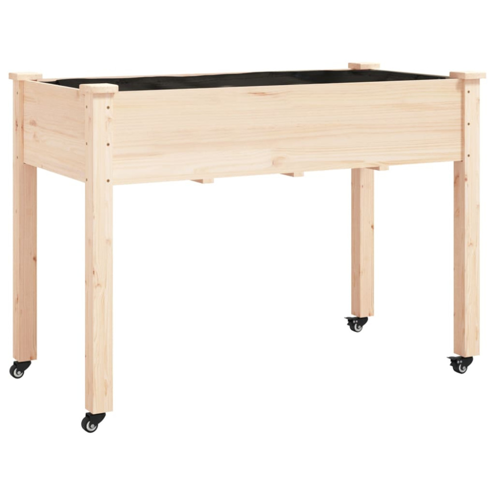 Produktbild för Odlingslåda på hjul med foder 118x59x80 cm massivt granträ