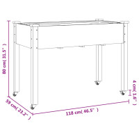 Produktbild för Odlingslåda på hjul med foder 118x59x80 cm massivt granträ