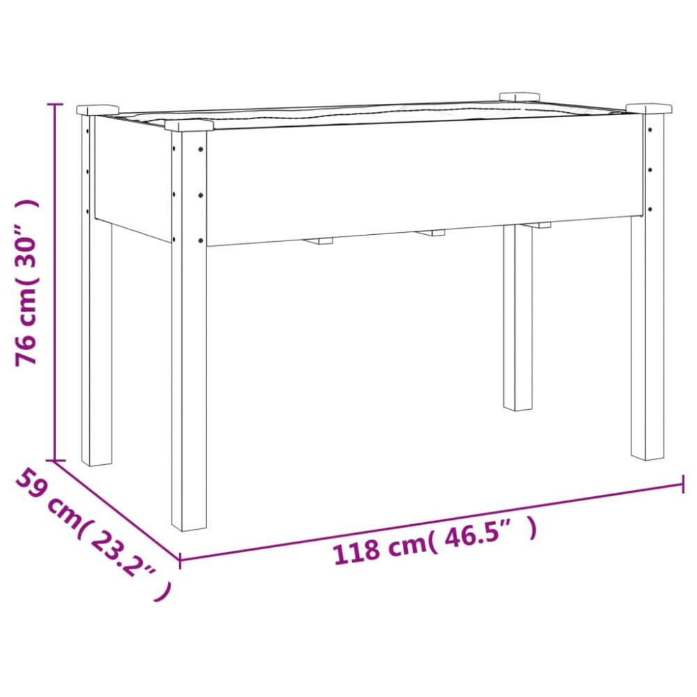 Produktbild för Odlingslåda på hjul med foder 118x59x80 cm massivt granträ