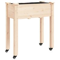 Produktbild för Odlingslåda på hjul med foder 71x37x80 cm massivt granträ