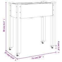 Produktbild för Odlingslåda på hjul med foder 71x37x80 cm massivt granträ