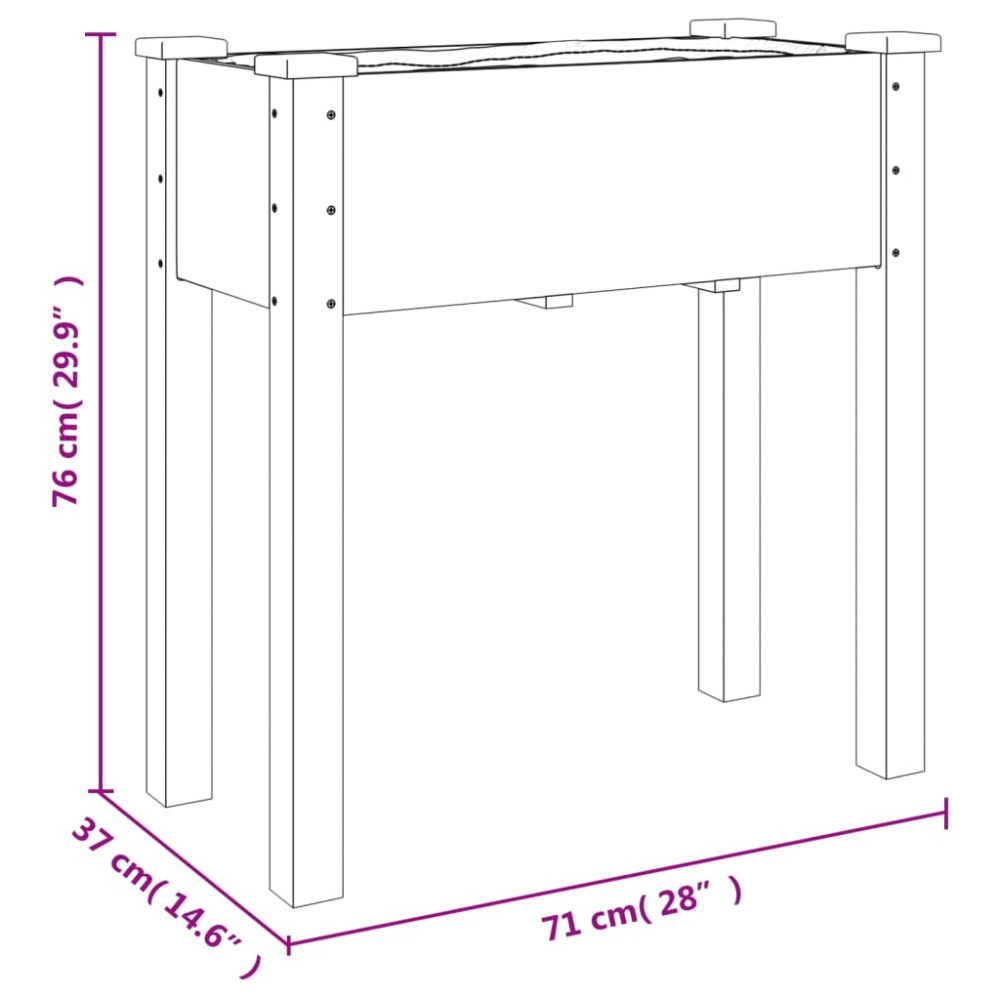 Produktbild för Odlingslåda på hjul med foder 71x37x80 cm massivt granträ