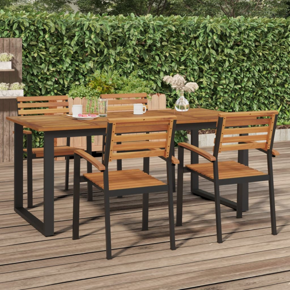 Produktbild för Trädgårdsbord med U-formade ben 180x90x75 cm massivt akaciaträ