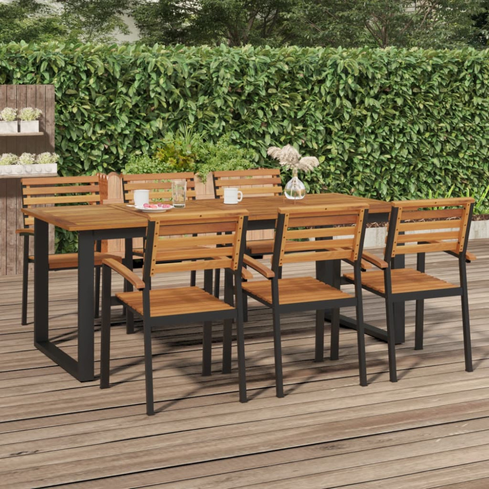 Produktbild för Trädgårdsbord med U-formade ben 200x90x75 cm massivt akaciaträ