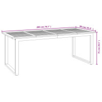 Produktbild för Trädgårdsbord med U-formade ben 200x90x75 cm massivt akaciaträ