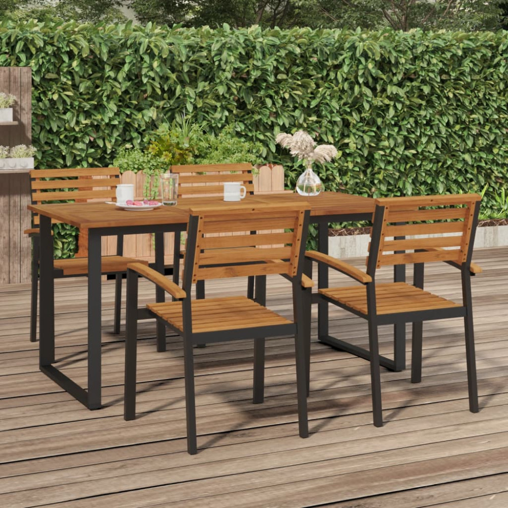 Produktbild för Trädgårdsbord med U-formade ben 160x80x75 cm massivt akaciaträ