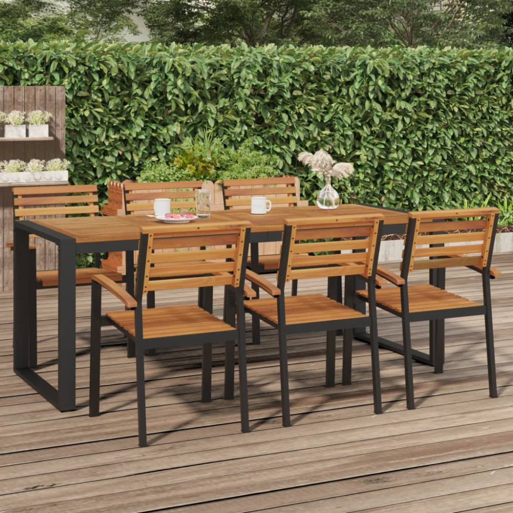 Produktbild för Trädgårdsbord med U-formade ben 200x90x75 cm massivt akaciaträ