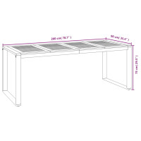 Produktbild för Trädgårdsbord med U-formade ben 200x90x75 cm massivt akaciaträ