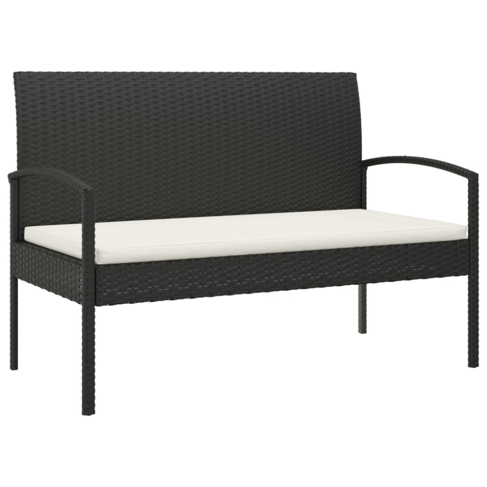 Produktbild för Trädgårdsbänk med dyna svart 105 cm konstrotting