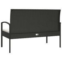 Produktbild för Trädgårdsbänk med dyna svart 105 cm konstrotting