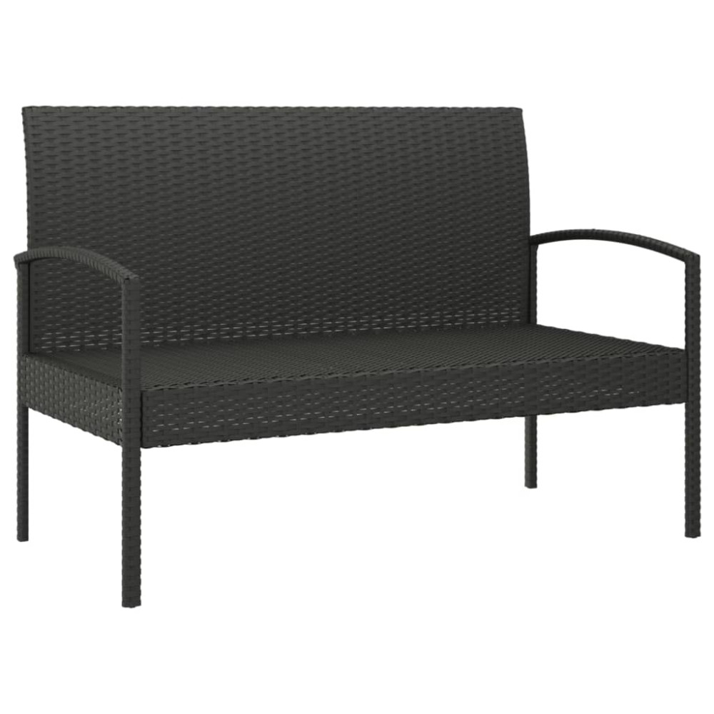 Produktbild för Trädgårdsbänk med dyna svart 105 cm konstrotting