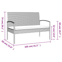Produktbild för Trädgårdsbänk med dyna svart 105 cm konstrotting