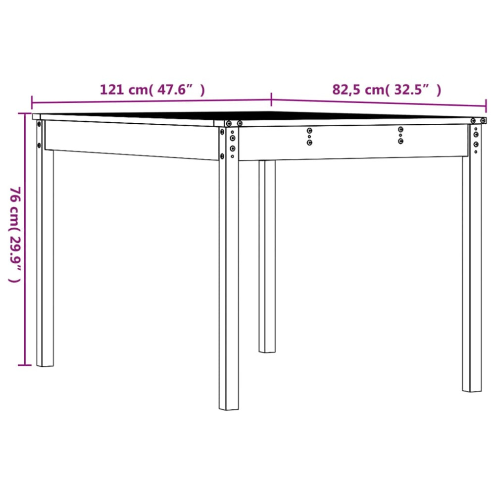 Produktbild för Trädgårdsbord 121x82,5x76 cm massiv furu