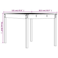 Produktbild för Trädgårdsbord 121x82,5x76 cm massiv furu