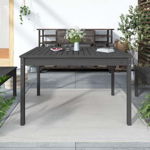 vidaXL Trädgårdsbord grå 121x82,5x76 cm massiv furu