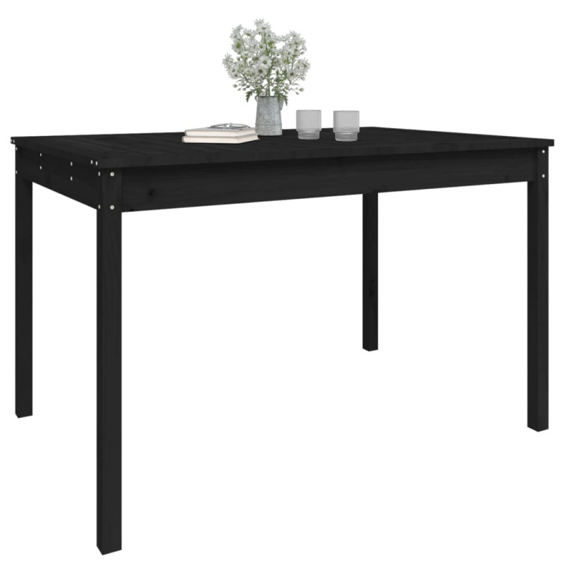 Produktbild för Trädgårdsbord svart 121x82,5x76 cm massiv furu