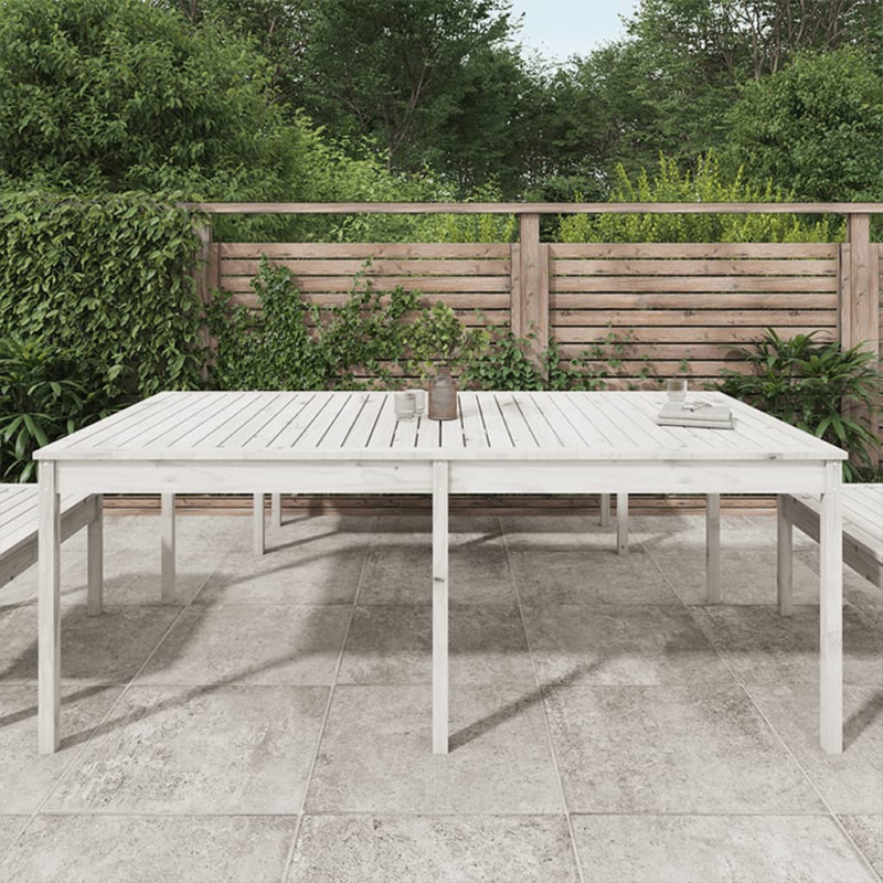 Produktbild för Trädgårdsbord vit 203,5x100x76 cm massiv furu