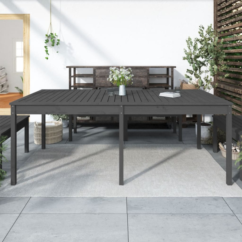 Produktbild för Trädgårdsbord grått 203,5x100x76 cm massiv furu