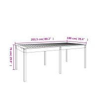 Miniatyr av produktbild för Trädgårdsbord grått 203,5x100x76 cm massiv furu