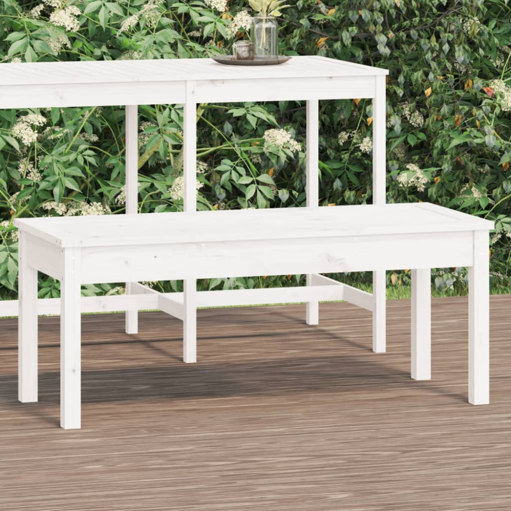 Produktbild för Trädgårdsbänk vit 109x44x45 cm massiv furu