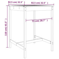 Produktbild för Trädgårdsbord grå 82,5x82,5x110 cm massiv furu