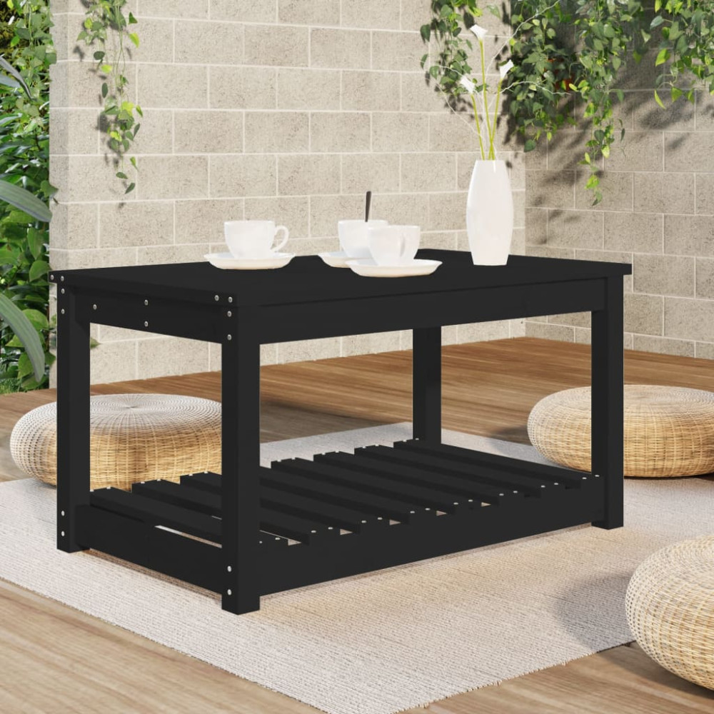 Produktbild för Trädgårdsbord svart 82,5x50,5x45 cm massiv furu