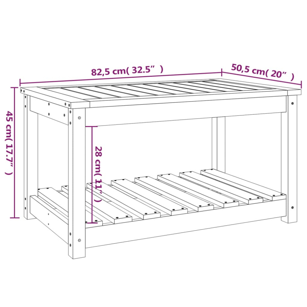 Produktbild för Trädgårdsbord svart 82,5x50,5x45 cm massiv furu