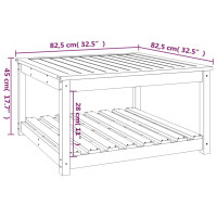 Produktbild för Trädgårdsbord vit 82,5x82,5x45 cm massiv furu