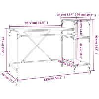 Produktbild för Skrivbord med hyllor sonoma-ek 135x50x90cm konstruerat trä&järn