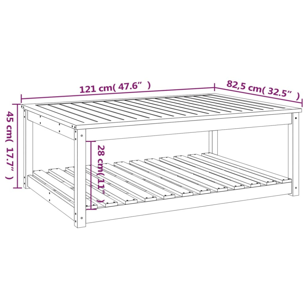 Produktbild för Trädgårdsbord 121x82,5x45 cm massiv furu