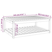 Produktbild för Trädgårdsbord vit 121x82,5x45 cm massiv furu